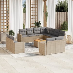 Maison exclusive - salon de jardin avec coussins 12 pcs beige résine tressée