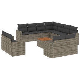 Maison exclusive - salon de jardin avec coussins 12 pcs gris résine tressée