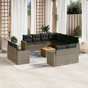 Maison exclusive - salon de jardin avec coussins 12 pcs gris résine tressée