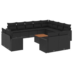 Maison exclusive - salon de jardin avec coussins 13 pcs noir résine tressée