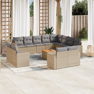 Maison exclusive - salon de jardin avec coussins 13 pcs beige résine tressée