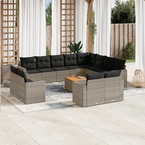 Maison exclusive - salon de jardin avec coussins 13 pcs gris résine tressée