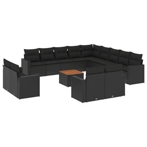 Maison exclusive - salon de jardin avec coussins 14 pcs noir résine tressée