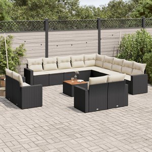 Maison exclusive - salon de jardin avec coussins 14 pcs noir résine tressée