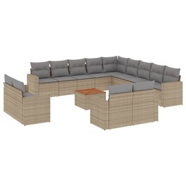 Maison exclusive - salon de jardin avec coussins 14 pcs beige résine tressée