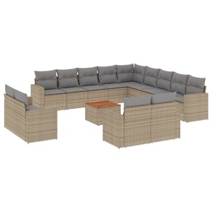 Maison exclusive - salon de jardin avec coussins 14 pcs beige résine tressée