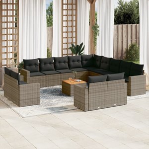 Maison exclusive - salon de jardin avec coussins 14 pcs gris résine tressée