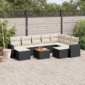 Maison exclusive - salon de jardin 10 pcs avec coussins noir résine tressée