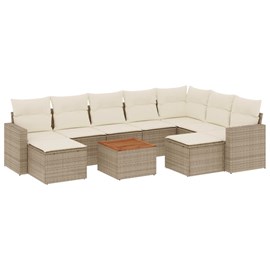 Maison exclusive - salon de jardin avec coussins 10 pcs beige résine tressée