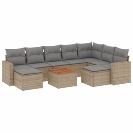 Maison exclusive - salon de jardin avec coussins 10 pcs beige résine tressée