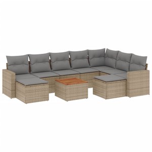 Maison exclusive - salon de jardin avec coussins 10 pcs beige résine tressée