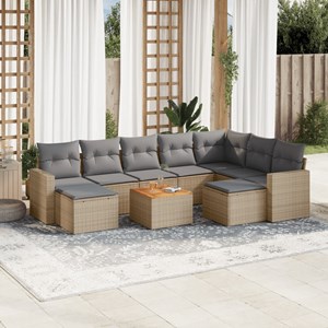 Maison exclusive - salon de jardin avec coussins 10 pcs beige résine tressée