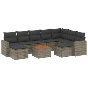 Maison exclusive - salon de jardin avec coussins 10 pcs gris résine tressée
