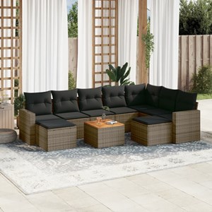 Maison exclusive - salon de jardin avec coussins 10 pcs gris résine tressée