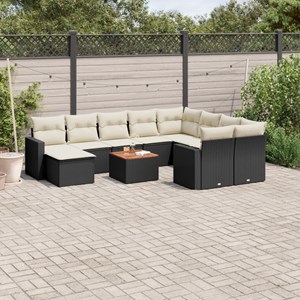 Maison exclusive - salon de jardin 11 pcs avec coussins noir résine tressée