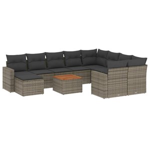 Maison exclusive - salon de jardin 11 pcs avec coussins gris résine tressée