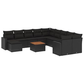 Maison exclusive - salon de jardin 12 pcs avec coussins noir résine tressée