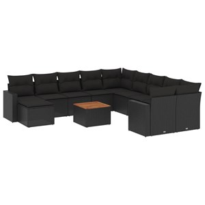 Maison exclusive - salon de jardin 12 pcs avec coussins noir résine tressée
