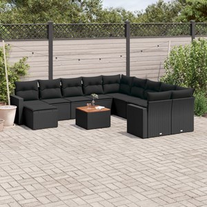 Maison exclusive - salon de jardin 12 pcs avec coussins noir résine tressée
