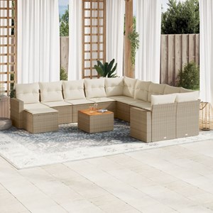 Maison exclusive - salon de jardin avec coussins 12 pcs beige résine tressée