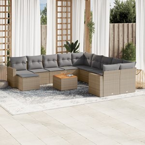 Maison exclusive - salon de jardin avec coussins 12 pcs beige résine tressée