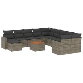 Maison exclusive - salon de jardin avec coussins 12 pcs gris résine tressée