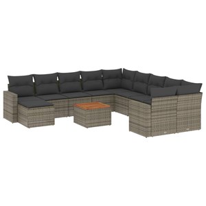 Maison exclusive - salon de jardin avec coussins 12 pcs gris résine tressée
