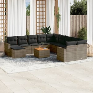 Maison exclusive - salon de jardin avec coussins 12 pcs gris résine tressée