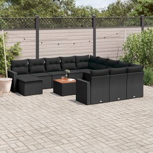 Maison exclusive - salon de jardin avec coussins 13 pcs noir résine tressée