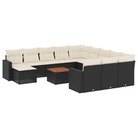 Maison exclusive - salon de jardin avec coussins 13 pcs noir résine tressée