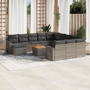 Maison exclusive - salon de jardin avec coussins 13 pcs gris résine tressée