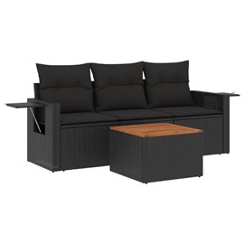 Maison exclusive - salon de jardin 4 pcs avec coussins noir résine tressée
