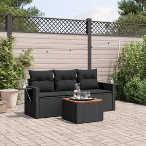Maison exclusive - salon de jardin 4 pcs avec coussins noir résine tressée