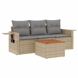 Maison exclusive - salon de jardin avec coussins 4 pcs beige résine tressée