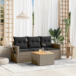 Maison exclusive - salon de jardin 4 pcs avec coussins gris résine tressée
