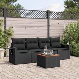 Maison exclusive - salon de jardin 5 pcs avec coussins noir résine tressée