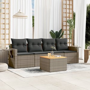Maison exclusive - salon de jardin 5 pcs avec coussins gris résine tressée