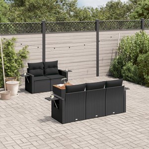 Maison exclusive - salon de jardin 6 pcs avec coussins noir résine tressée