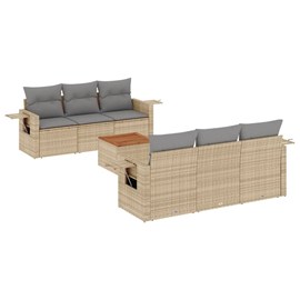 Maison exclusive - salon de jardin avec coussins 7 pcs beige résine tressée