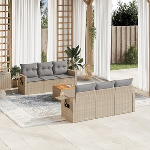 Maison exclusive - salon de jardin avec coussins 7 pcs beige résine tressée
