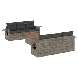 Maison exclusive - salon de jardin avec coussins 7 pcs gris résine tressée