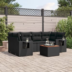 Maison exclusive - salon de jardin 7 pcs avec coussins noir résine tressée