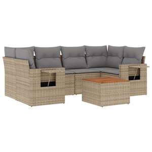 Maison exclusive - salon de jardin avec coussins 7 pcs beige résine tressée