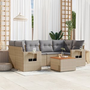 Maison exclusive - salon de jardin avec coussins 7 pcs beige résine tressée
