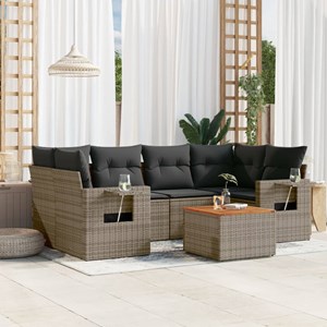 Maison exclusive - salon de jardin avec coussins 7 pcs gris résine tressée