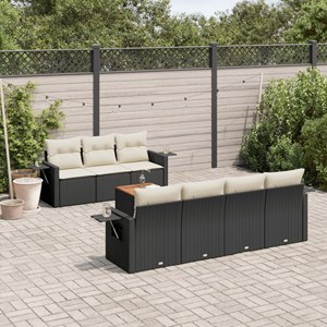 Maison exclusive - salon de jardin 8 pcs avec coussins noir résine tressée