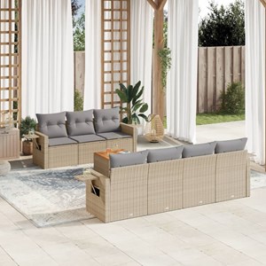 Maison exclusive - salon de jardin avec coussins 8 pcs beige résine tressée