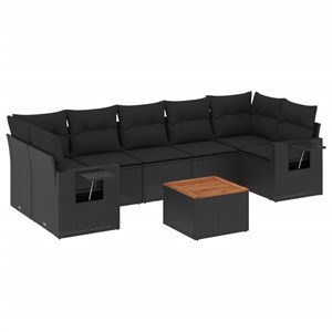 Maison exclusive - salon de jardin 8 pcs avec coussins noir résine tressée