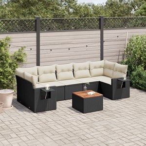Maison exclusive - salon de jardin 8 pcs avec coussins noir résine tressée