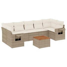 Maison exclusive - salon de jardin avec coussins 8 pcs beige résine tressée